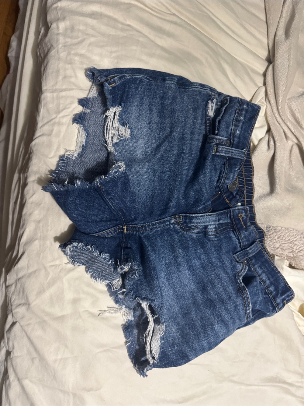 aerie Distressed Blue Denim Jean Shorts